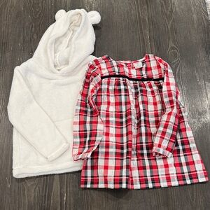 Carter’s Plaid Tunic and Fuzzy Bear Hoodie Set
